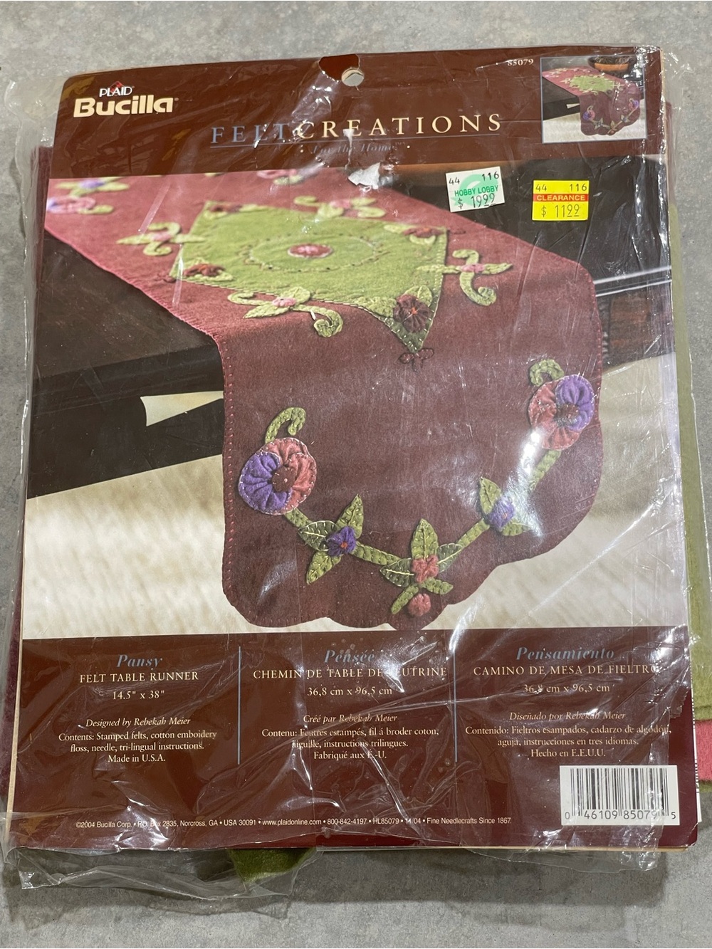 Bucilla Pansy Felt Table Runner Cross Stitch Kit Flowers & Plants MPN 85079